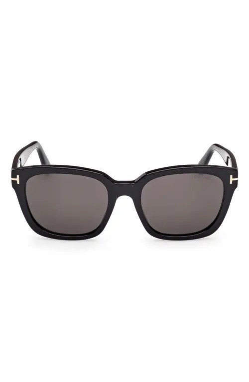 TOM FORD Haylay 53mm Square Sunglasses in Shiny Black Eco /Smoke Lenses at Nordstrom | Nordstrom