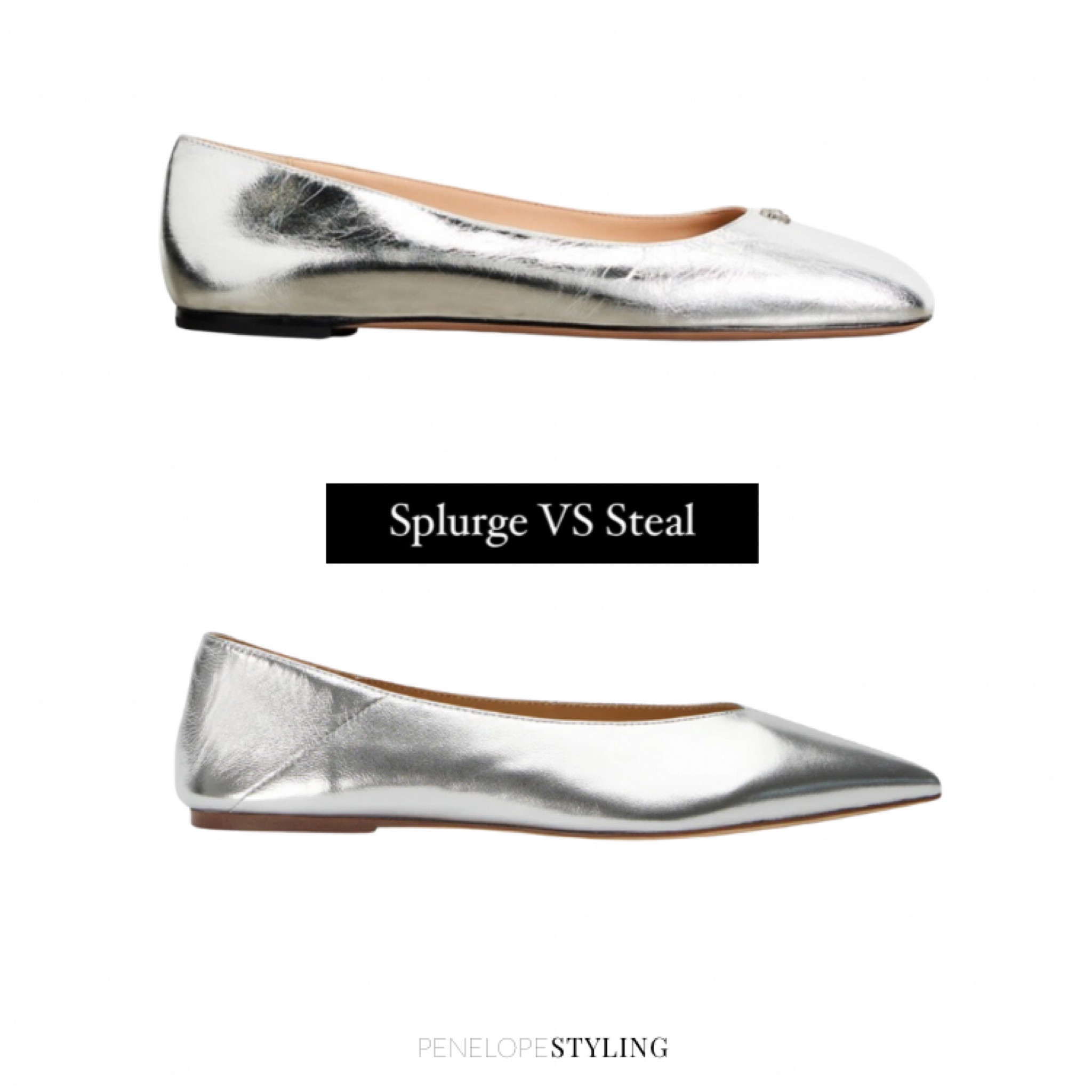 METALLIC 🪩 flats are so fun and easy to style - they’re like a neutral they go with everything! Splurge on these Bally flats, or snap up the steal under $120 (and currently further 20% off! 

#splurgeVSsteal #shoes #silvershoes #silverflats #shoppingtips #onlineshopping 

#LTKspring #LTKsale #LTKshoes