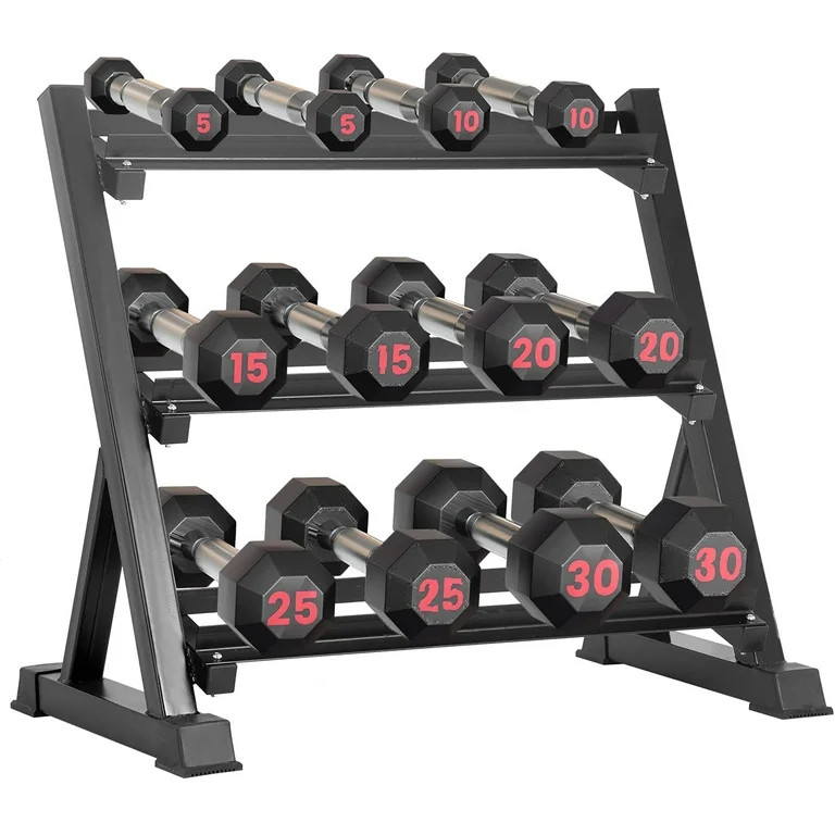 Dumbbell Rack 3 Tier Solid Steel Rack Weight Holder 660lbs Capacity Quick Assembly Dumbbell Weigh... | Walmart (US)