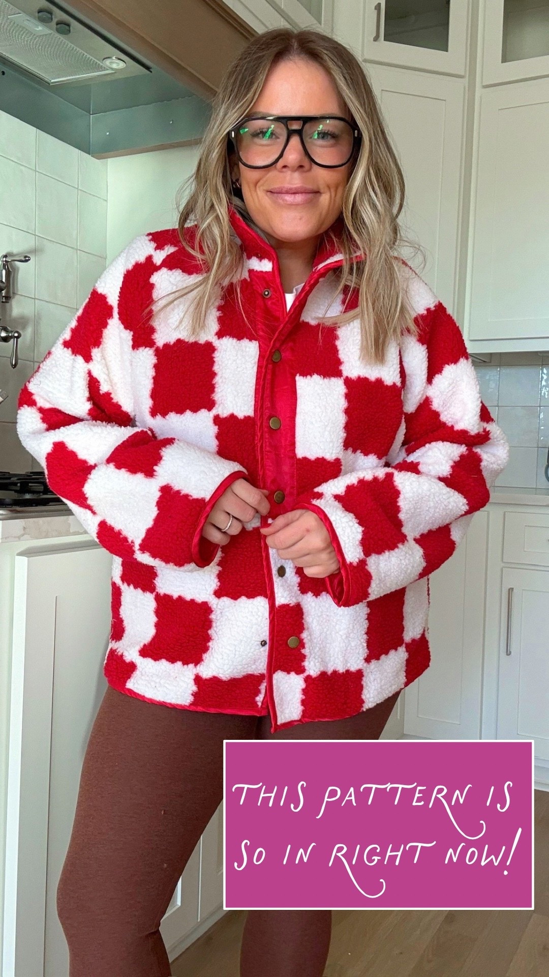 This red and white patterned jacket is TOO cute!! ❤️ I’m loving this bold print for fall and winter, and the cozy fleece makes it even better! Such a fun statement piece to throw on with leggings or jeans when you want to be comfortable but still look put together.

#LTKGRWM #LTKOOTD #LTKSeasonal