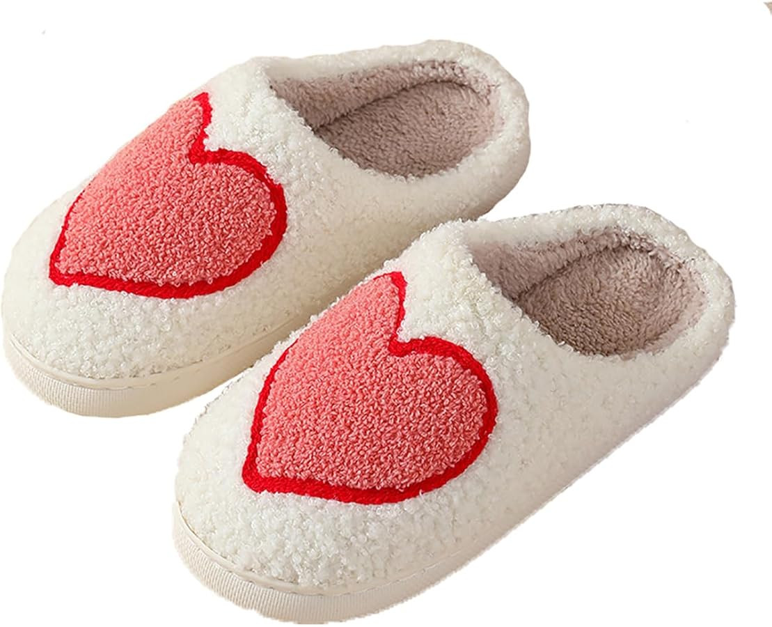 Women's Men's Happy Face Heart-shaped Cat Slippers - Retro Leopard Print, Memory Foam, Soft Plush... | Amazon (US)