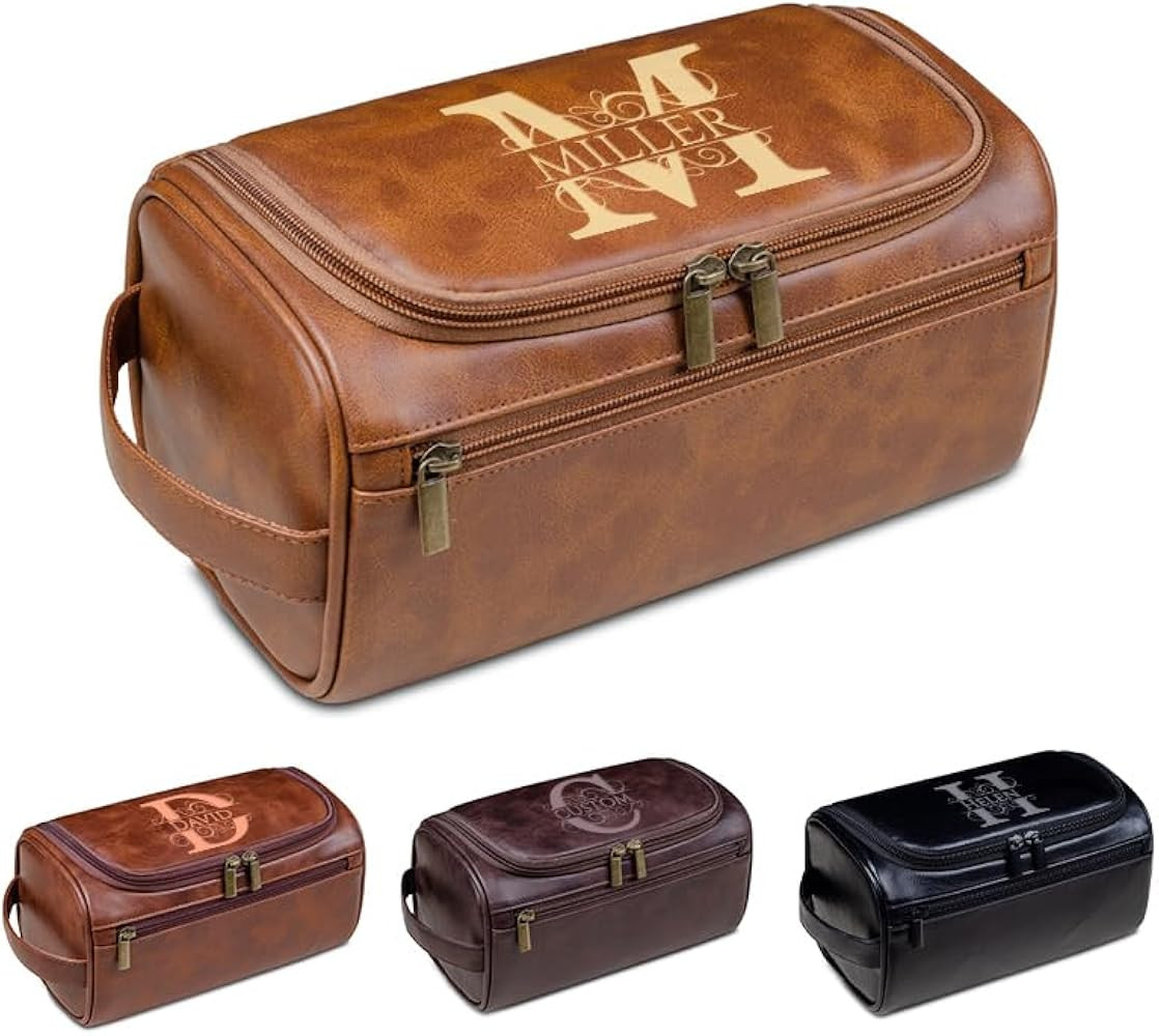 HDSD Custom Leather Toiletry Bag for Men Women Personalized Travel Hanging Toiletry Bag Travel Or... | Amazon (US)