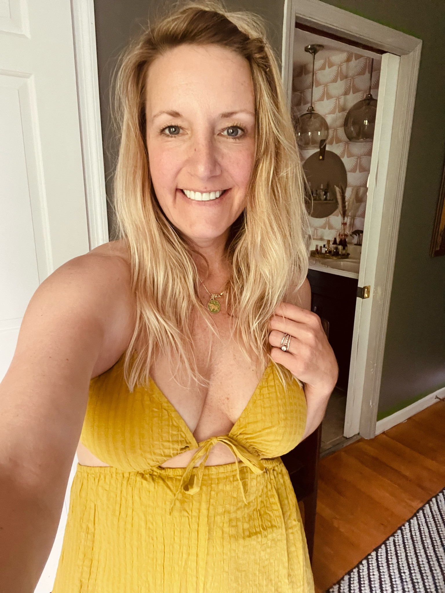 I am obsessed with this dress 😍😍if you live in the Midwest like me the summers are hot and humid and keeping cool especially at a concert is my top priority .. I bought this to wear to some shows this summer and it is so light and airy .. without being see Thru ( in this gold color ) I wish I could show views or the sides and back .. under $100 this is a must have .. also when I pulled it out I thought there is no way my mom breast’s are going to fit into this and the small fits like a glove it is also slightly adjustable . Buy it before it sells out . 

#LTKstyletip #LTKFind #LTKunder100
