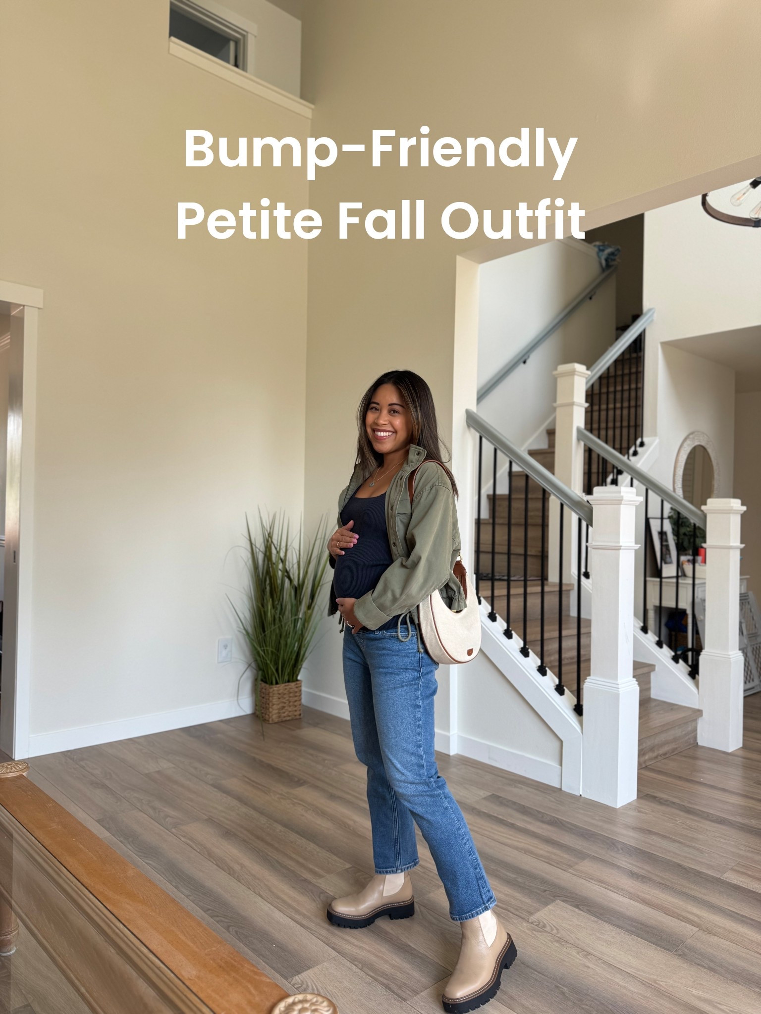 Bump friendly petite fall outfit idea. These Abercrombie maternity jeans are absolutely worth it. I’ll be wearing these all fall season long. I’m at the end of 18 weeks-entering 19 weeks of pregnancy. I’m wearing a size 26 in the jeans. 

#LTKBump #LTKStyleTip #LTKPetite