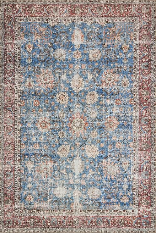 Loloi II Loren Collection LQ-01 Blue / Brick, Traditional 7'-6" x 9'-6" Area Rug | Amazon (US)