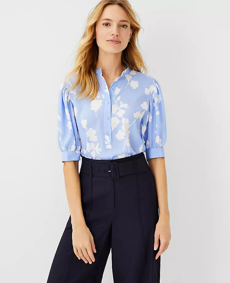 Floral Half Placket Top | Ann Taylor | Ann Taylor (US)
