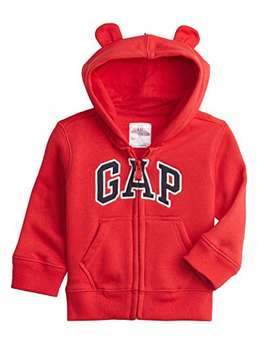 GAP baby boys Logo Zip Hoodie Sweatshirt, Red Wagon, 12-18 Months US | Amazon (US)