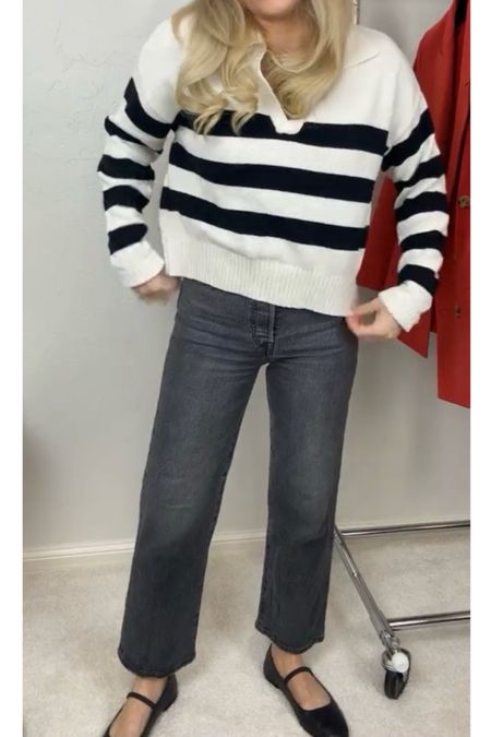 Stripe sweater
Preppy style
Sweater
Jeans
Cropped jeans 
Ballet flats 

Spring outfit
#Itkseasonal
#Itkover40
#Itku
Amazon find
Amazon fashion 

#LTKshoecrush #LTKfindsunder50 #LTKfindsunder100