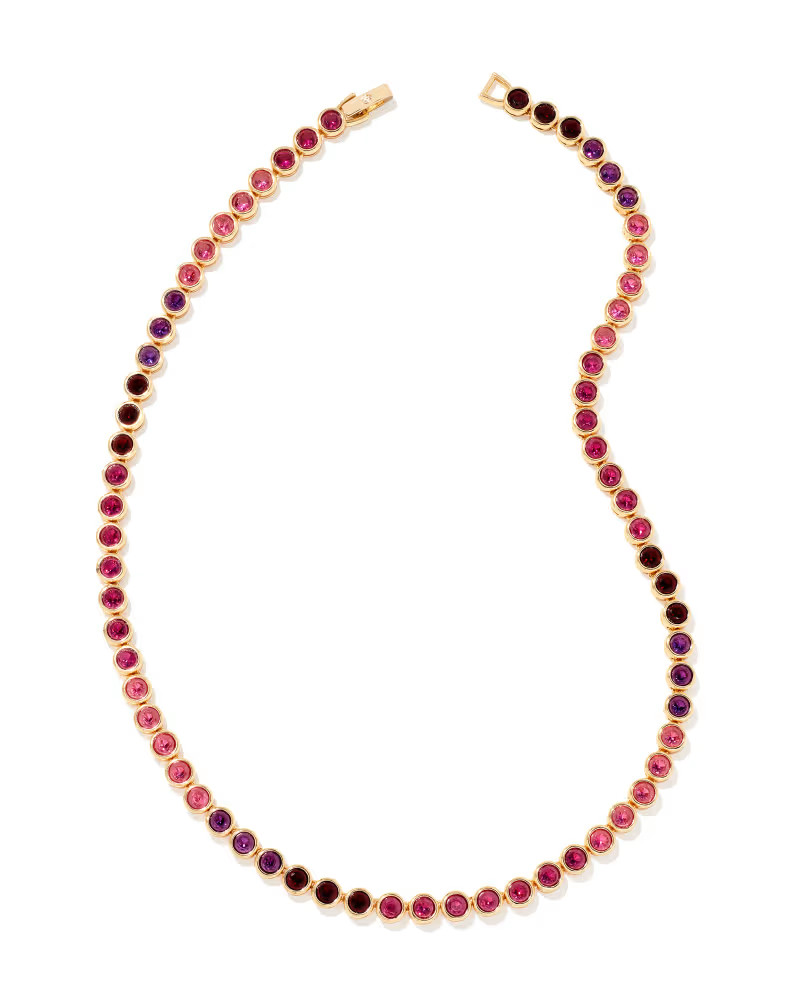 Carmen Gold Tennis Necklace in Ruby Mix | Kendra Scott | Kendra Scott