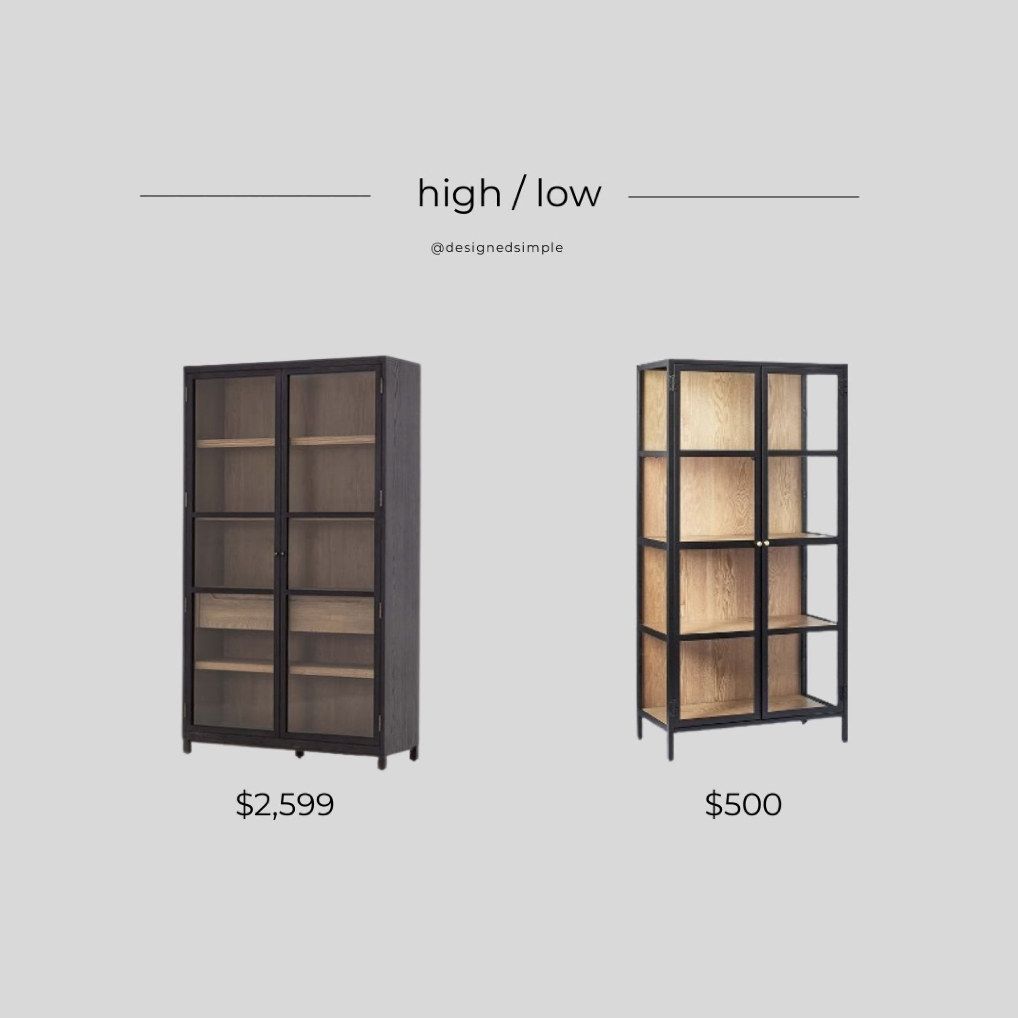 high low, get the look, splurge or save, black glass cabinet, black and wood cabinet, studio mcgee at target 

#LTKhome #LTKFind #LTKstyletip