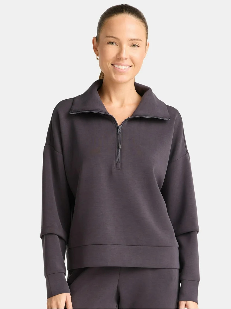 Avia Women's and Women's Plus Knit Quarter Zip Pullover, Sizes XS-4X | Walmart (US)