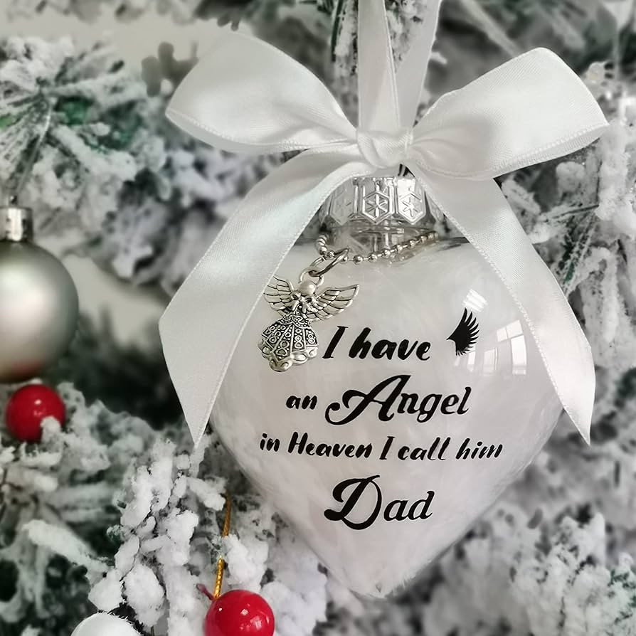 Clear Christmas Memorial Ornament Feather Ball, I Have an Angel in Heaven, Dad Memorial Ornament,... | Amazon (US)