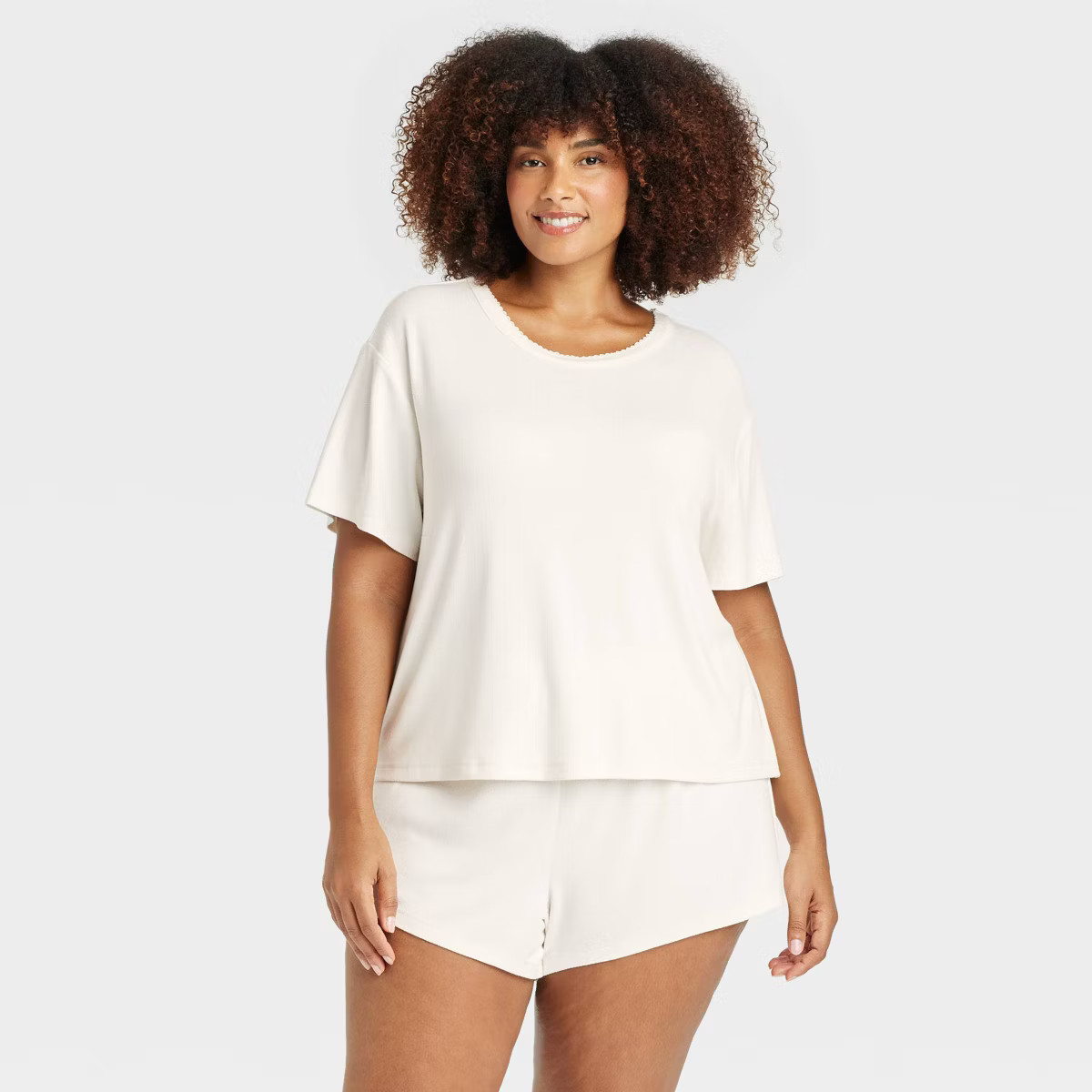 Women's Pointelle Short Sleeve Top and Shorts Pajama Set - Auden™ | Target