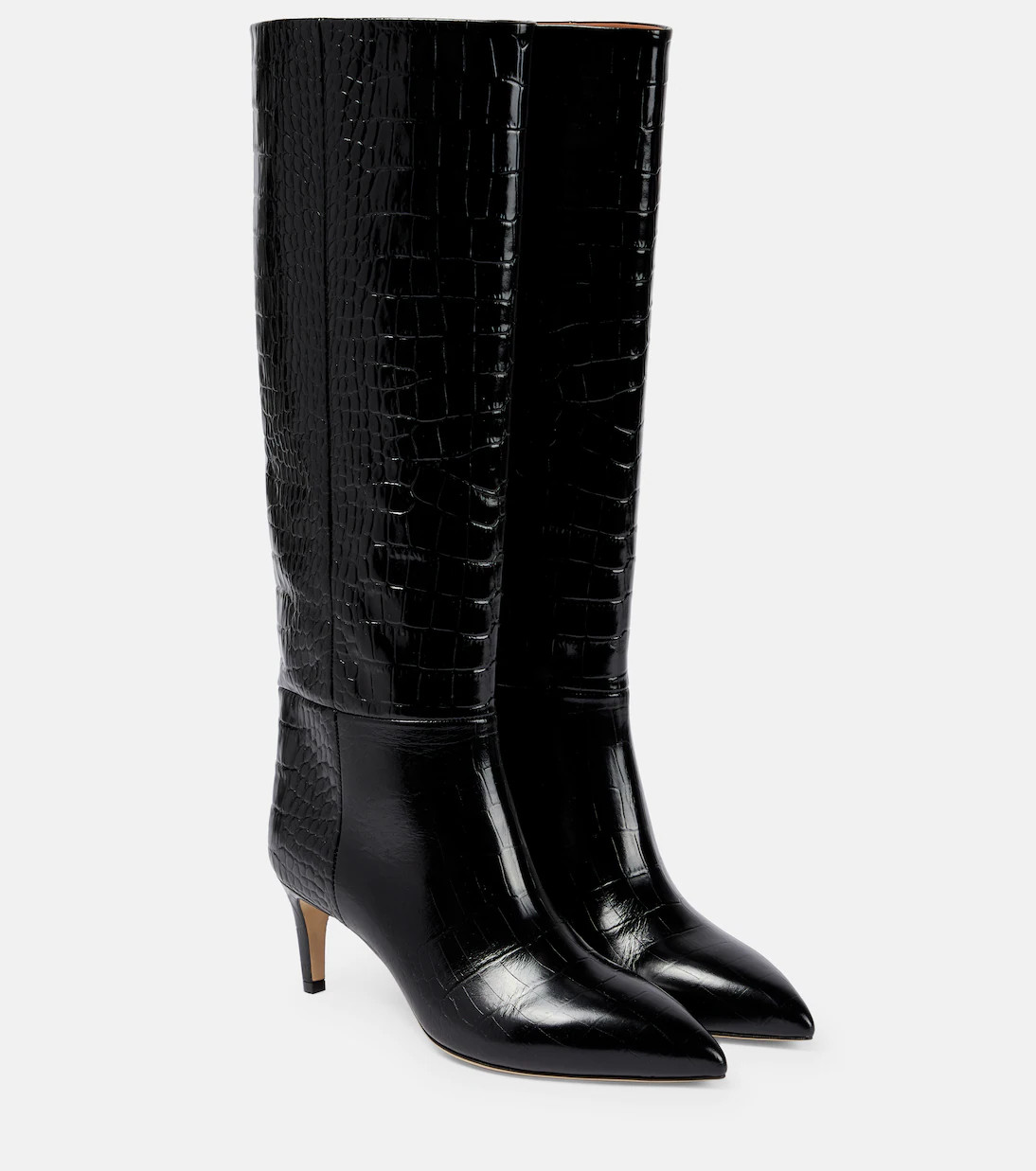 Croc-effect leather knee-high boots | Mytheresa (UK)