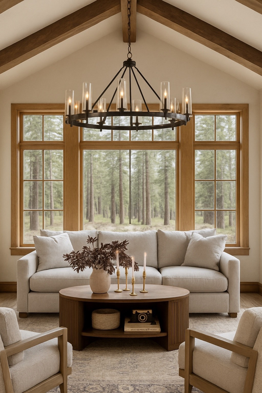 Amazon Neutral Living Room. 

Follow @farmtotablecreations on Instagram for more Amazon home finds.

This cozy, neutral living room is filled with timeless Amazon pieces — from the soft linen sofa and swivel chairs to the warm wood coffee table and chandelier overhead. The vaulted ceiling, rustic beams, and a wall of windows looking out to pine trees make this space feel calm, natural, and elevated. Perfect for creating that relaxed, curated look you love.

#livingroom #neutraldecor #amazonhomefinds #livingroomfurniture #cozyhome #homedecor #sectional #livingroomrug #pillows #rugs #homedesign #modernorganichome #interiordesign #transitionaldecor

#LTKHome #LTKFindsUnder50 #LTKSaleAlert