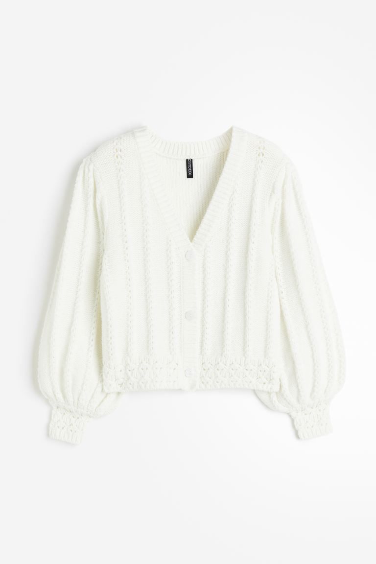 Textured-knit Balloon-sleeved Cardigan | H&M (US + CA)