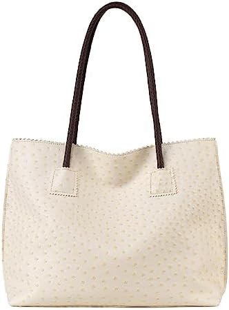 Milan Chiva Tote Bag for Women with Zipper Large Ostrich Vegan Leather Shoulder Purses and Handba... | Amazon (US)
