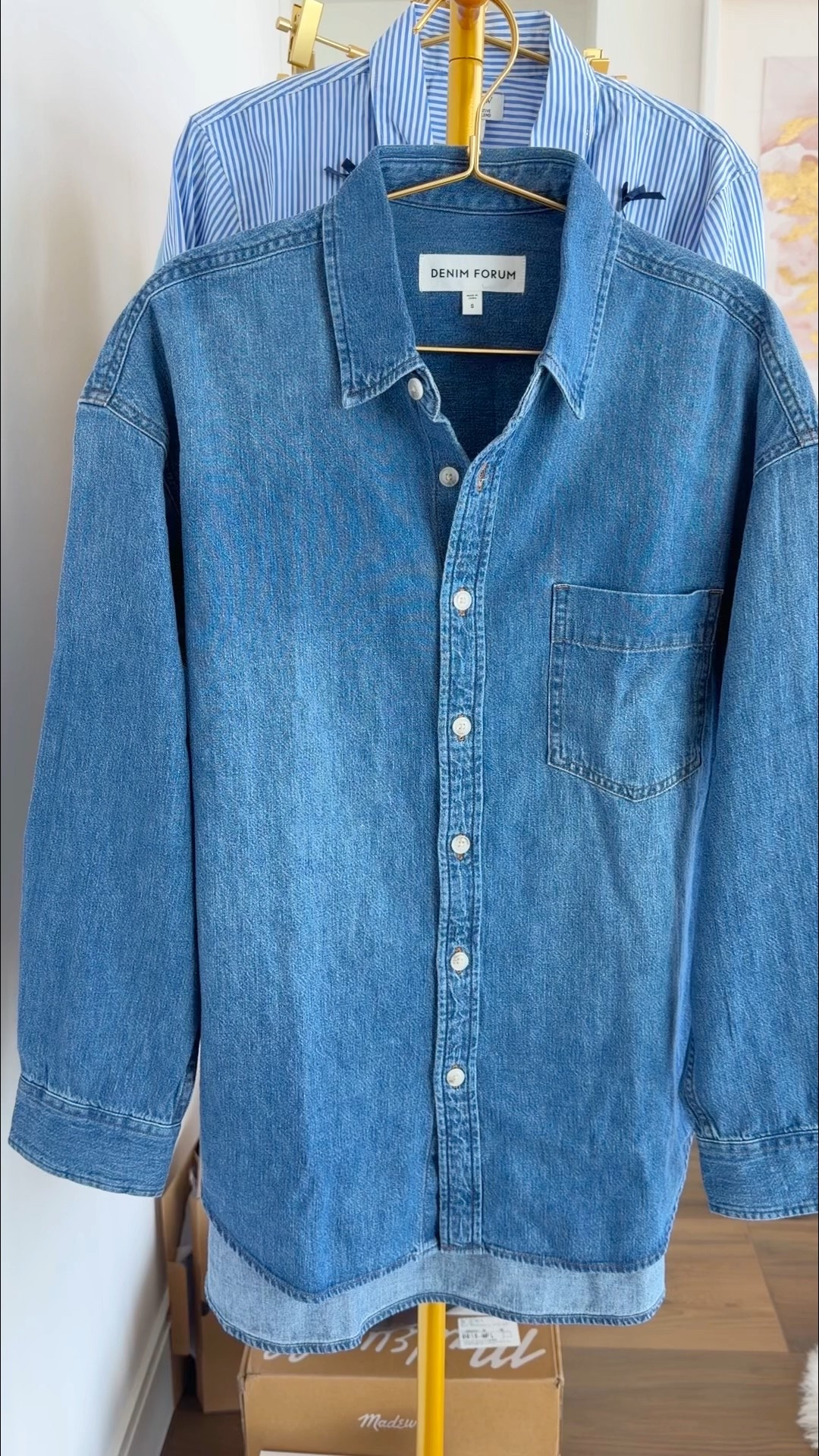 Aritzia denim shirt on sale! So soft and comfy and not at all stiff. Runs big and is generously cut for an oversized fit. I wear size Small. Great shirt for year round wear and the comfiest denim shirt I own! Perfect staple for a capsule wardrobe! 

#LTKFindsUnder100 #LTKOver40 #LTKSaleAlert