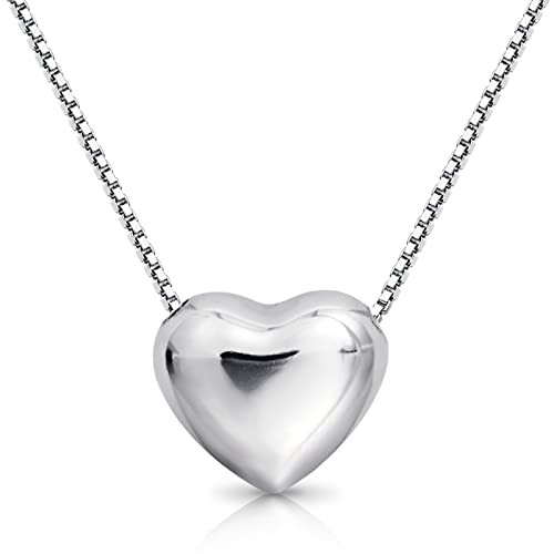 Silver Heart Necklace-Handmade Necklaces Cute Silver Charm Necklace for Women Dainty Silver Heart Pendant Necklace for Women | Amazon (US)