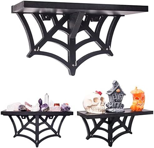 CEFRECO Spider Web Floating Shelf - Gothic Halloween Hanging Shelf With Hooks for Wall Oddities a... | Amazon (US)