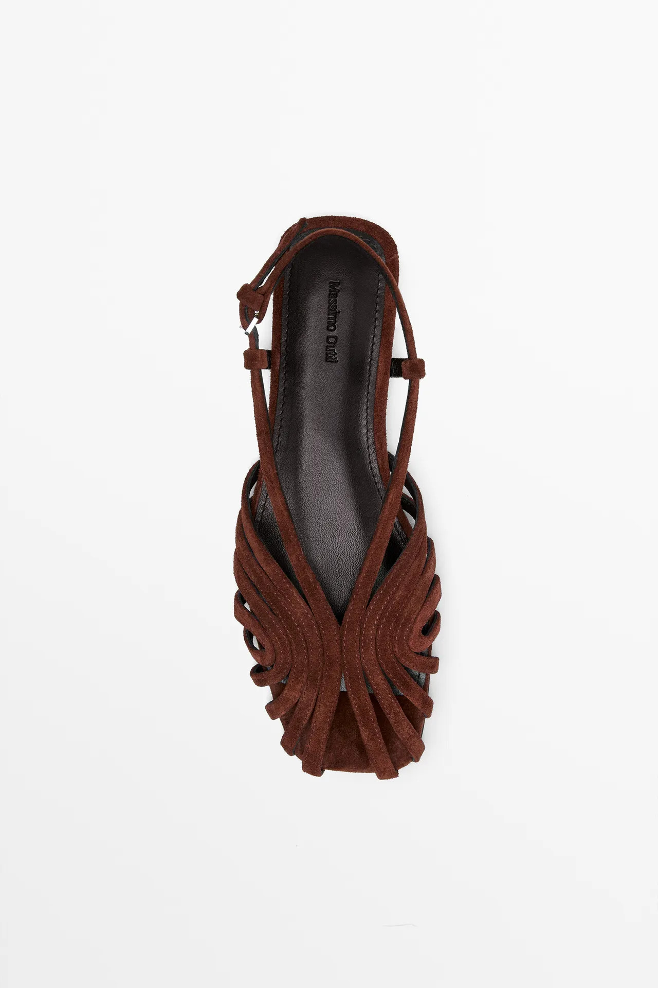 Split suede leather cage sandals | Massimo Dutti US