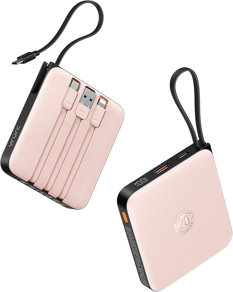VRURC Mini Portable Charger, 22.5W USB C Fast Charging 10000mAh Pocket Power Bank with Built-in C... | Amazon (US)