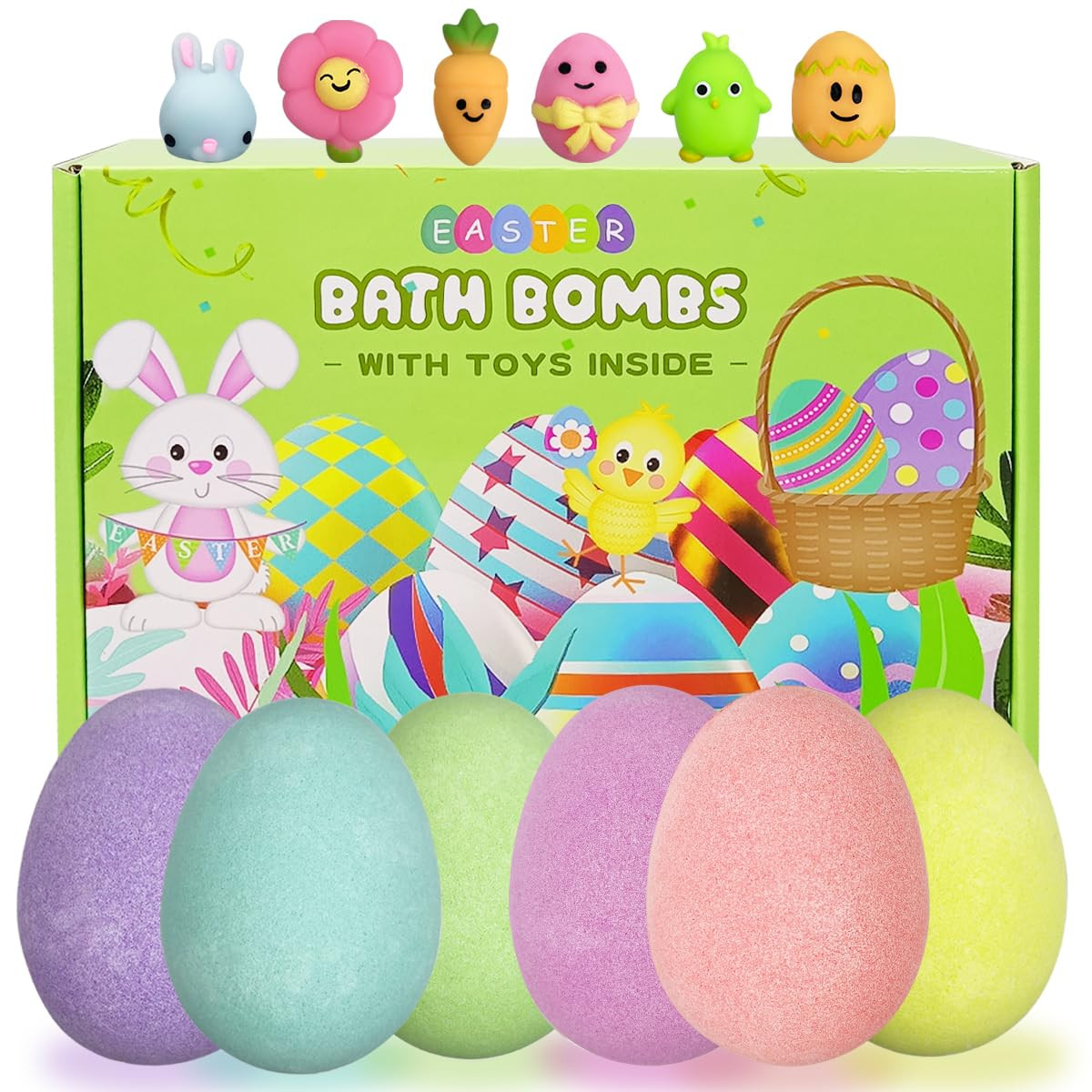 Jofan 6 Pack Easter Bubble Bath Bombs with Easter Squishy Toys Inside for Kids Girls Boys Easter ... | Amazon (US)