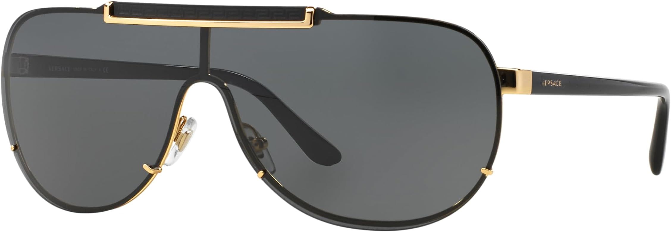 Versace Man Sunglasses Gold Frame, Dark Grey Lenses, 0MM | Amazon (US)