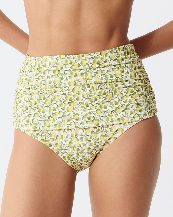 Ruched high-rise bikini bottom in Liberty® Eliza's Yellow fabric | J. Crew US