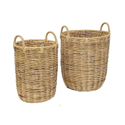 Origin 21  2-Pack 14.96-in W x 17.32-in H x 14.96-in D Natural Rattan Stackable Basket | Lowe's