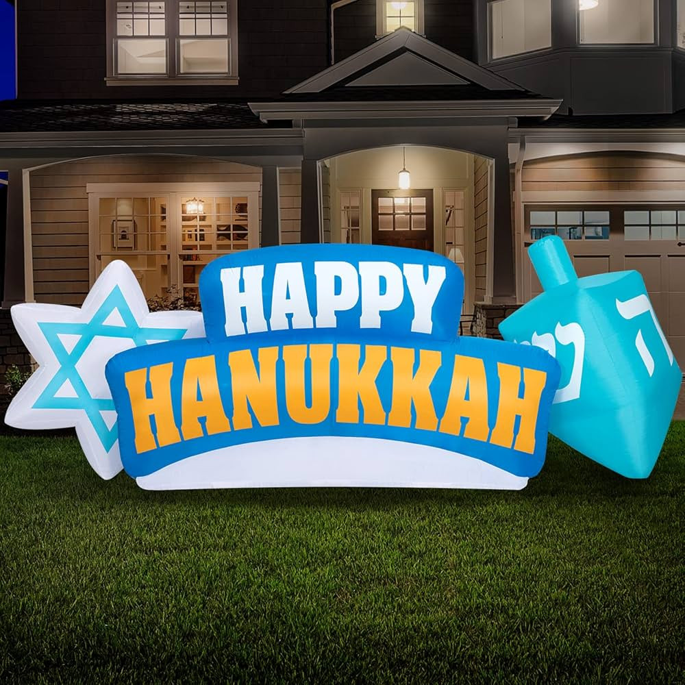 Holidayana 10ft Hanukkah Yard Inflatable with Star of David & Dreidel - 10ft Long Happy Hanukkah ... | Amazon (US)