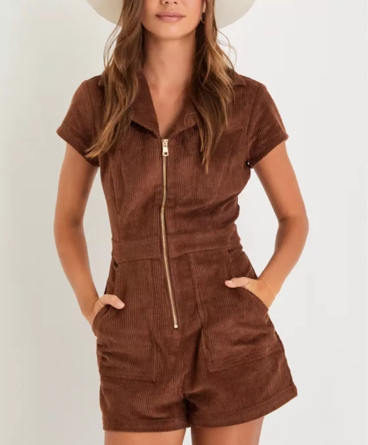 Corduroy Romper in Fog Corduroy Romper in Fog