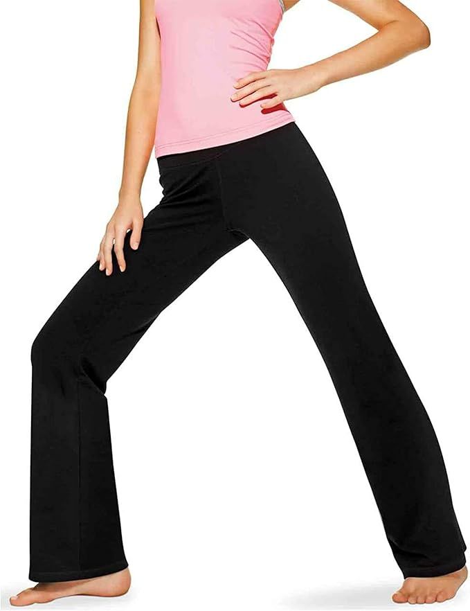 No Nonsense Lounge Yoga Pants Black Flared Cotton Leggings, 32.5” Inseam, Wide Waistband, No Sh... | Amazon (US)