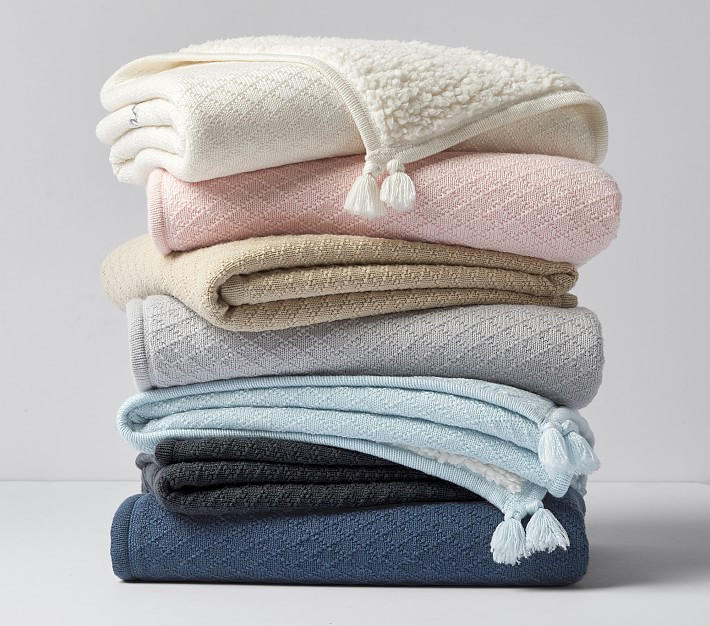 Luxe Cable Knit Sherpa Baby Blanket | Pottery Barn Kids