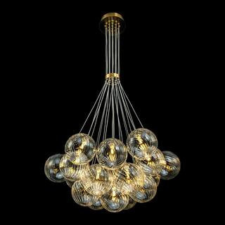 Lillian 19-Light Gold Modern Glass Globe Bubble Chandelier, No Bulbs Included | The Home Depot