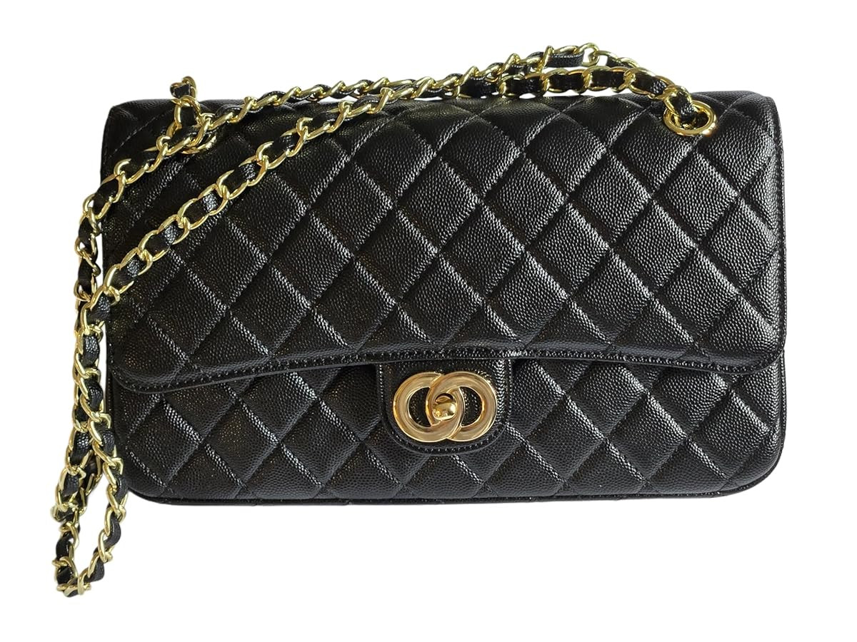 Classic Quilted Double Flap Shoulder/Crossbody Bag | Amazon (US)