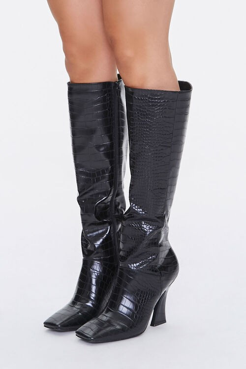 Faux Croc Leather Knee-High Boots | Forever 21 | Forever 21 (US)