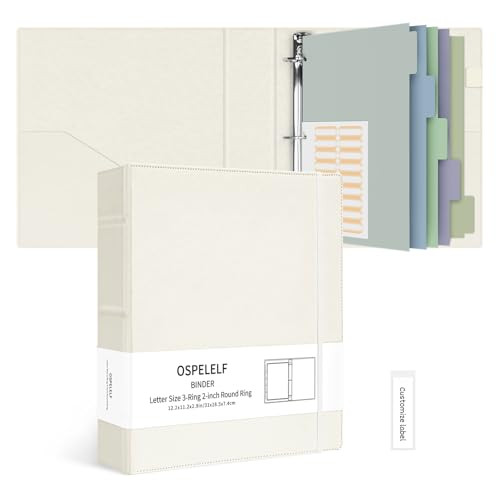 Ospelelf Vintage Hardcover 3 Ring 2 inch Leather Binder, Professional Binders Organizer Suitable ... | Amazon (US)