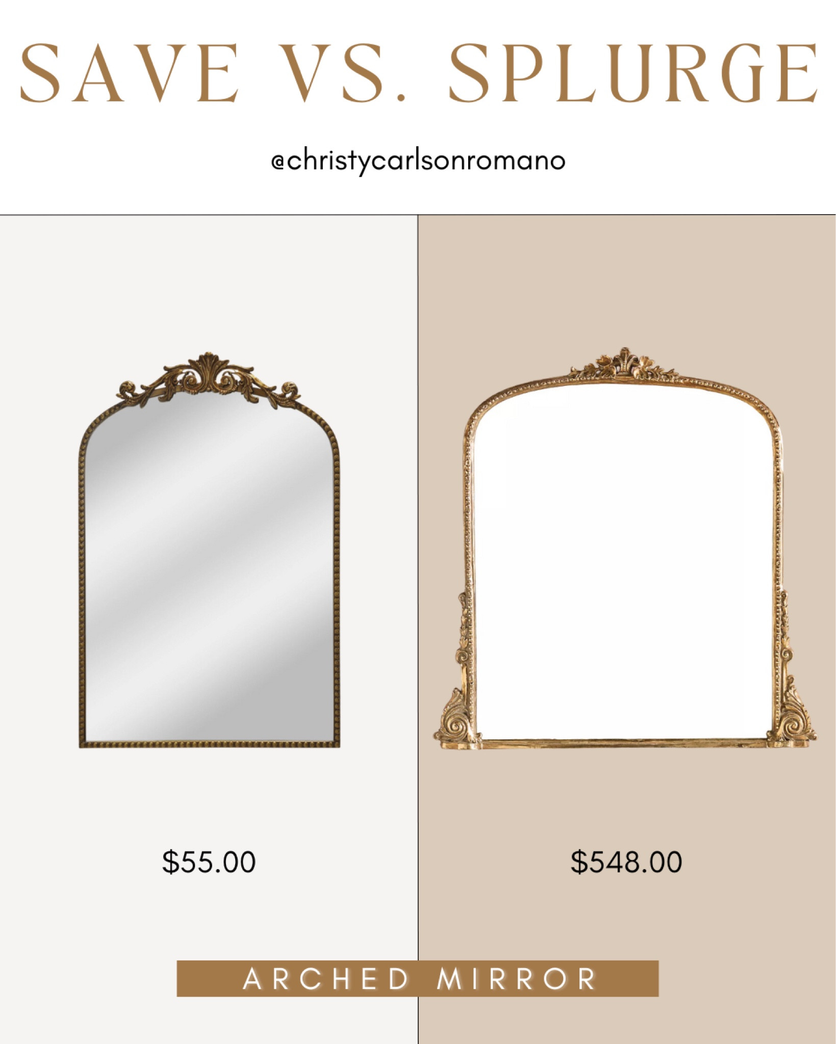Check out this budget-friendly dupe for this gold arched mirror! Love the classic and vintage feel it adds to my space.
#homeessentials #lookforless #decorfinds #summerrefresh

#LTKSeasonal #LTKHome #LTKStyleTip