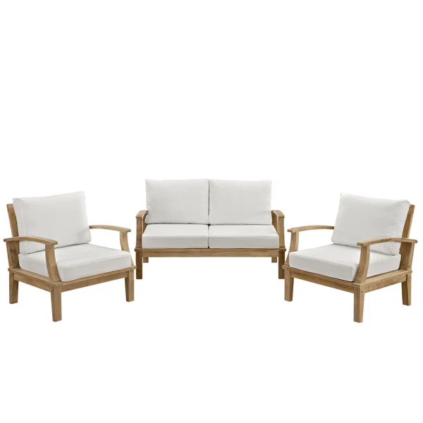 Forkland Wood 4 - Person Seating Group with Cushions | Wayfair North America
