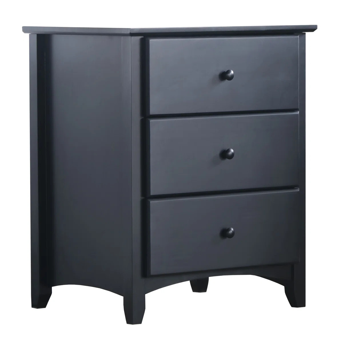 Solid Wood 3-drawer Nightstand In Solid Black Painted | Wayfair North America