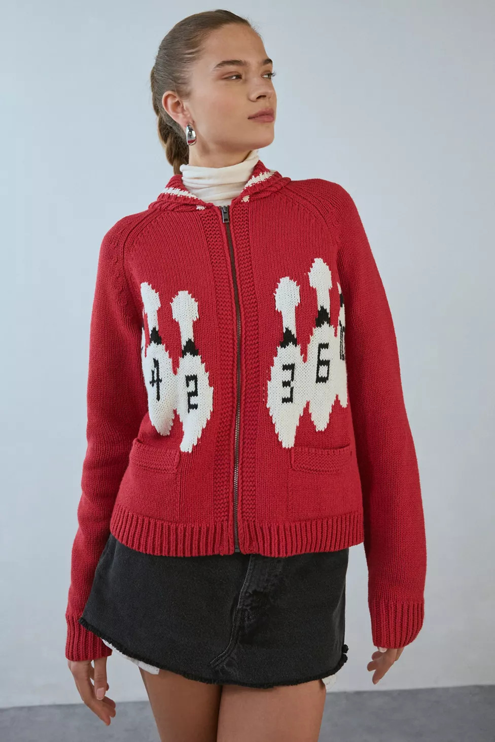 BDG Scottie Graphic Knit Zip-Up Cardigan | Urban Outfitters (US and RoW)