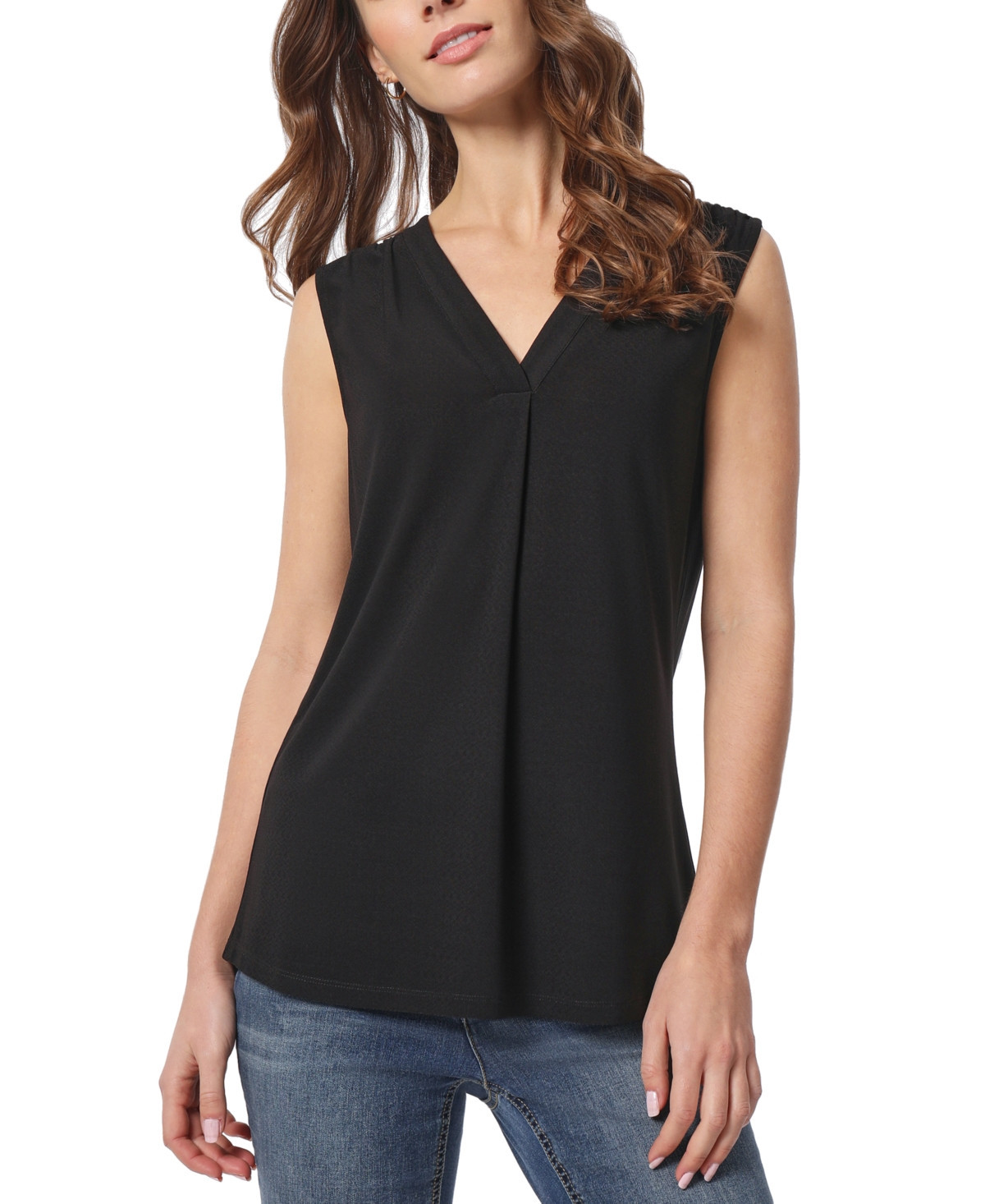 Jones New York Women's Crepe Sleeveless V-Neck Top - Jones Black | Macy's