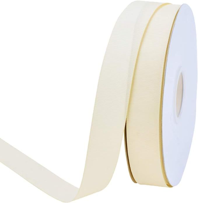 Ribest 1 inch Ivory Grosgrain Ribbon 50 Yards Per Roll for Crafts Bow Maker Wreaths Gift Wrapping... | Amazon (US)