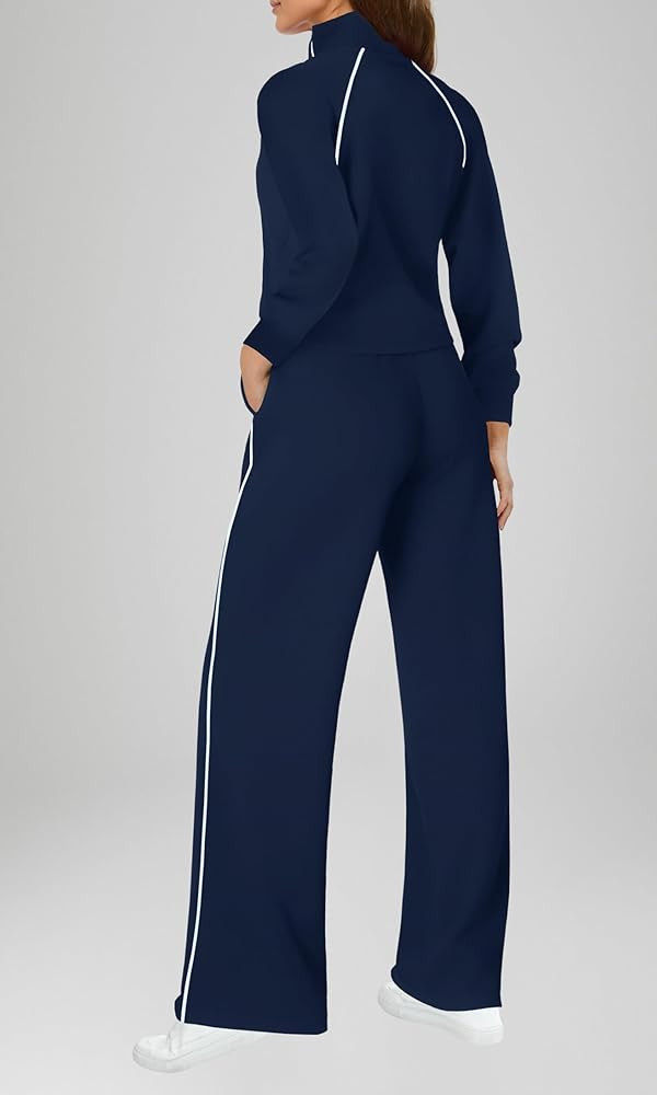 SENSERISE Womens Jumpsuits Casual Long Sleeve Jumpsuit One Piece Mock Neck Wide Leg Pants Fall Ou... | Amazon (US)