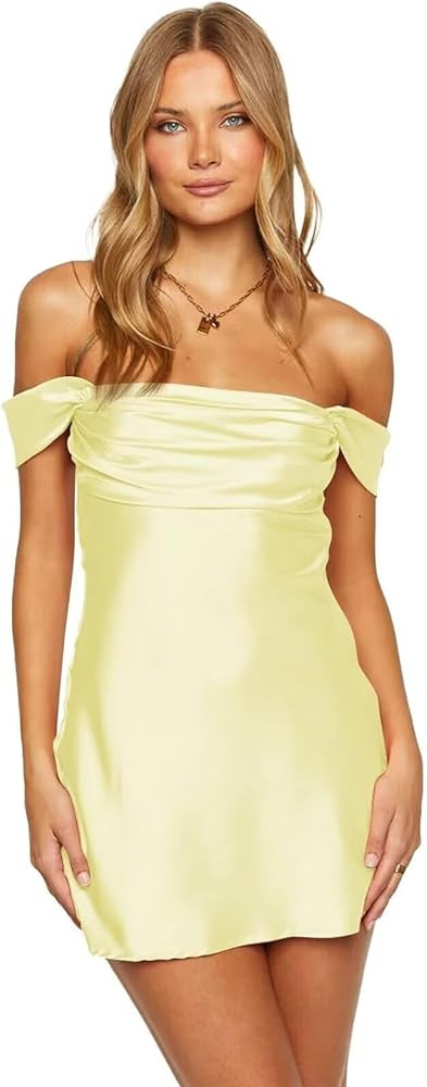 Homecoming Dresses for Teens Satin Short HOCO Dress 2025 Tight Off Shoulder Petite Formal Corset ... | Amazon (US)