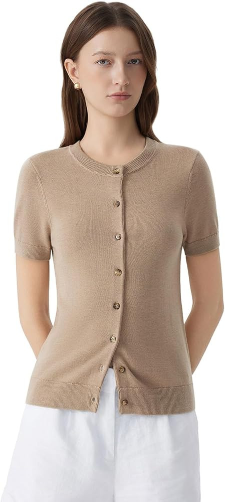 SUUKSESS Women Silk Cashmere Blend Cardigan Sweaters Summer Button Up Knit Outfits | Amazon (US)