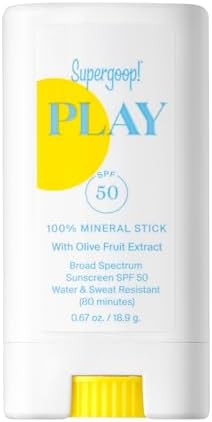 Supergoop! PLAY Mineral Stick SPF 50 - On-the-Go Broad Spectrum Face Sunscreen - Water Resistant ... | Amazon (US)