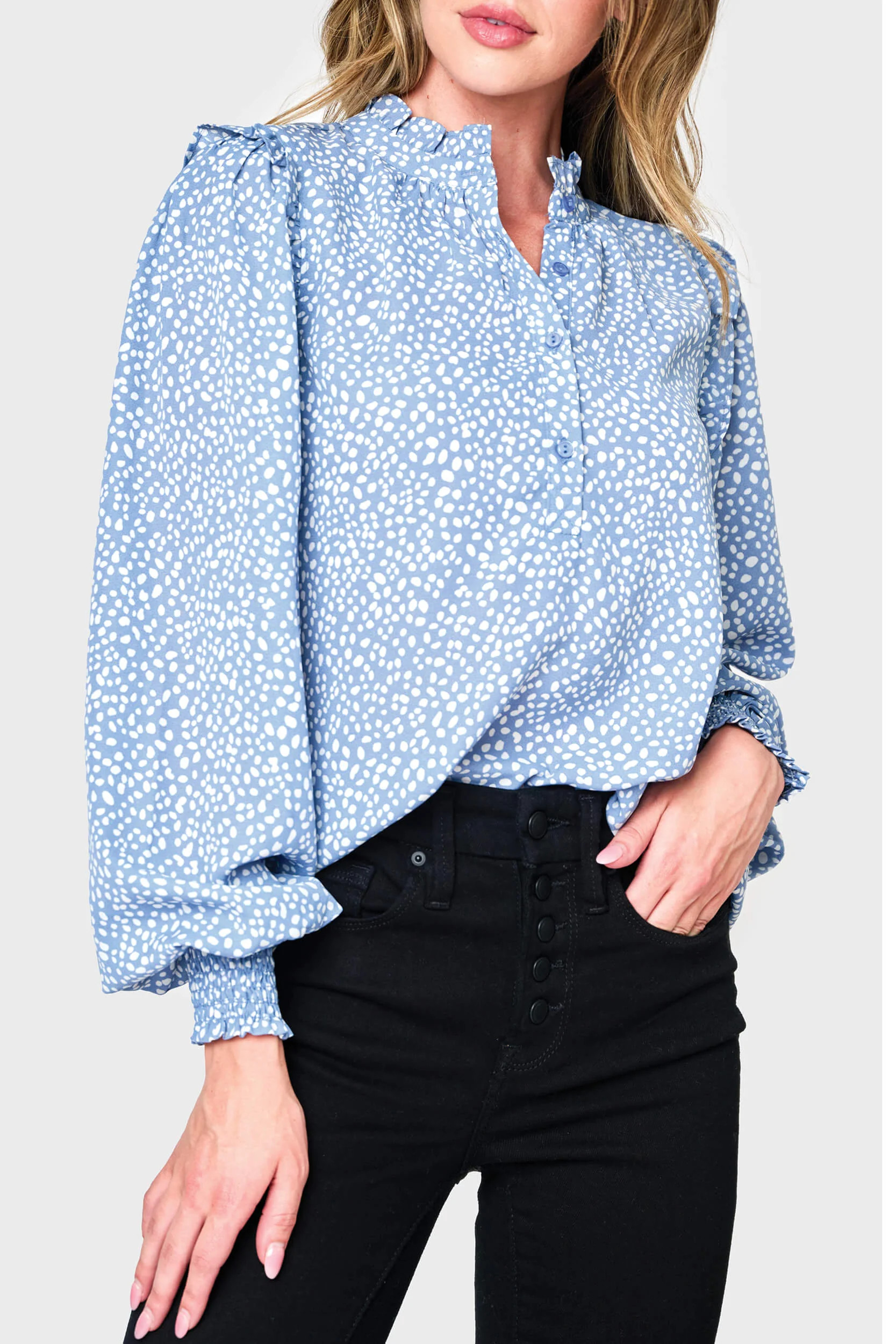 Smocked Long Sleeve Dianthus Blouse | Gibson