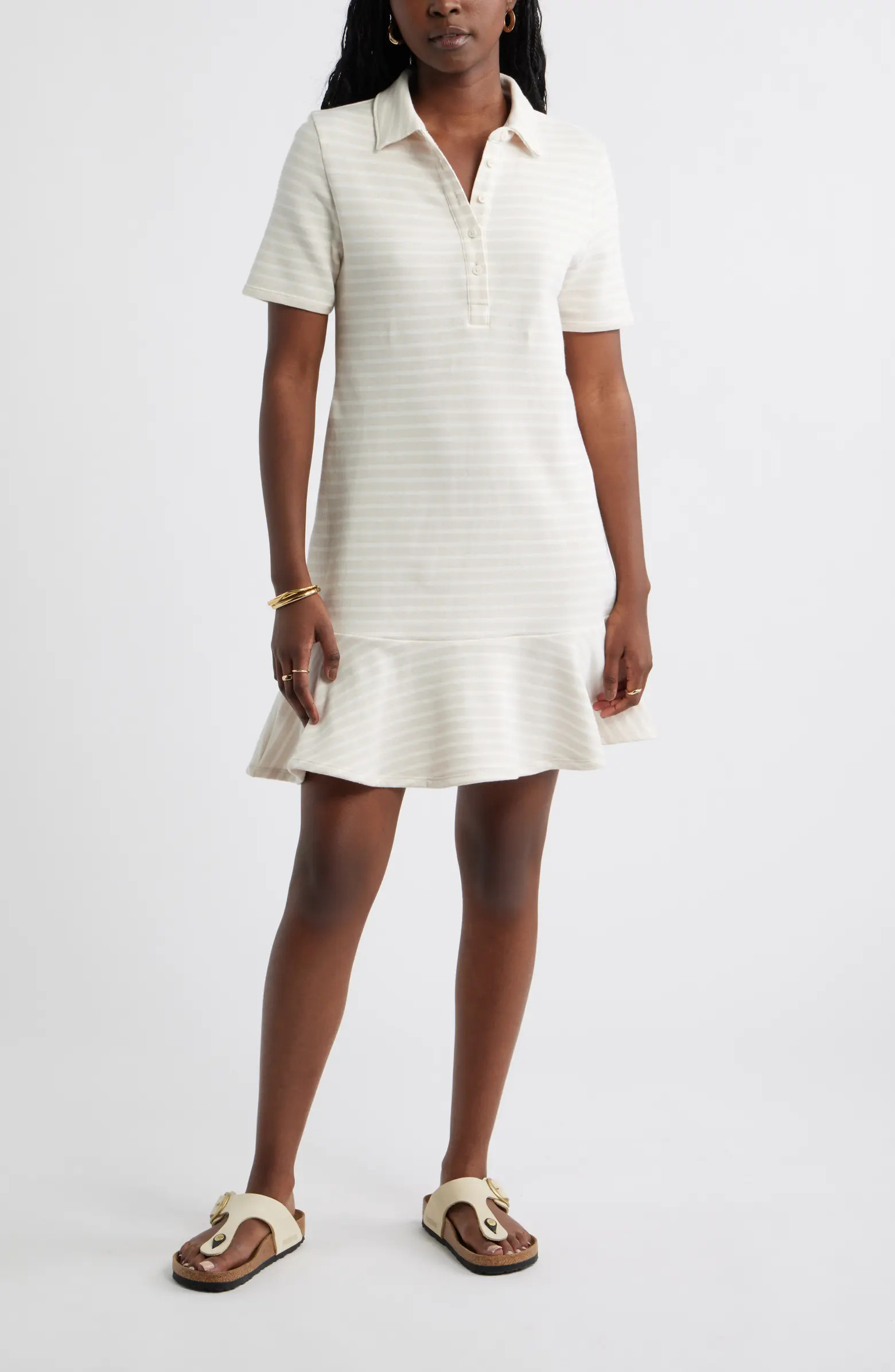 Caslon® Henley Short Sleeve Polo Dress | Nordstrom | Nordstrom